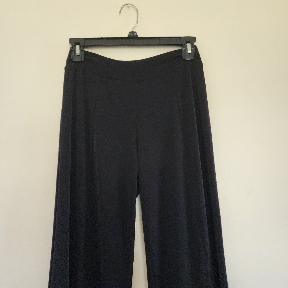Clara Sunwoo Signature Liquid Knit Front High Slit Wide Leg Pants Black Size M - Picture 4 of 12